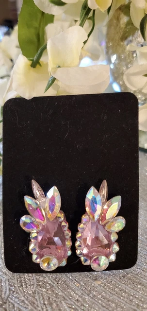 Ballroom Dance Jewelry Earrings Crystal AB   Light Rose Light Pink