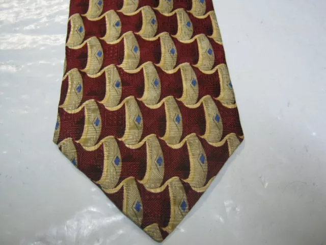 Jos. A. Bank Silk Tie red beige blue 57 x 3.75 geometric Necktie 15329