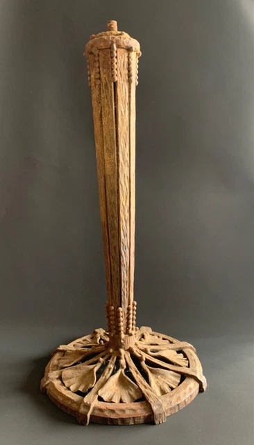 Pied De Lampe De Table En Fer Forgé Style Edgar Brandt - Motif Feuilles De Ginkgo