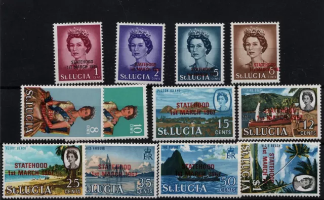 St Lucia 1967 Statehood 1964 & 1969 Overprinted Statehood 1st March 1967 MLH