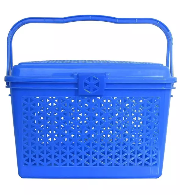 Plastic Fancy Shopping Basket With Handles Color Blue For Krtchen