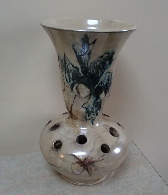 Joli Vase En Céramique Flammé – Style Art Déco – Hauteur 17,5 Cm