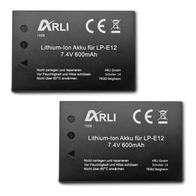 2x Akku für Canon EOS M M10 M50 M100 50 100D SX70 HS LP-E12 LPE12 LP E12 SL1