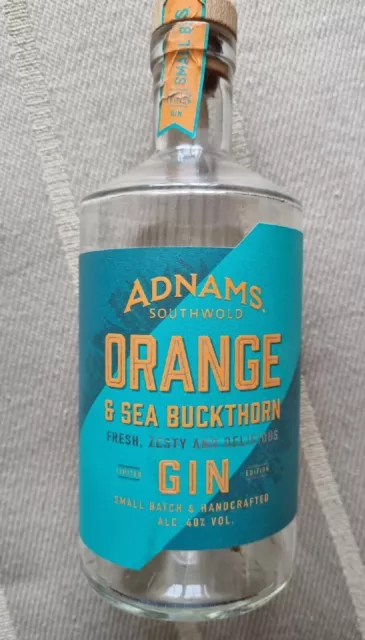 Adnams Orange and Sea Buckthorn Gin Bottle 70cl Empty for crafting, limited ed