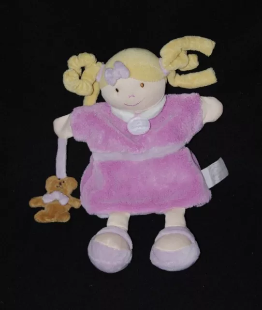 Peluche doudou marionnette poupée DOUDOU ET COMPAGNIE rose mauve TTBE
