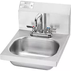 Krowne HS-18 16" Wide Hand Sink With Deck Mount Faucet, Wrist Handles Krowne