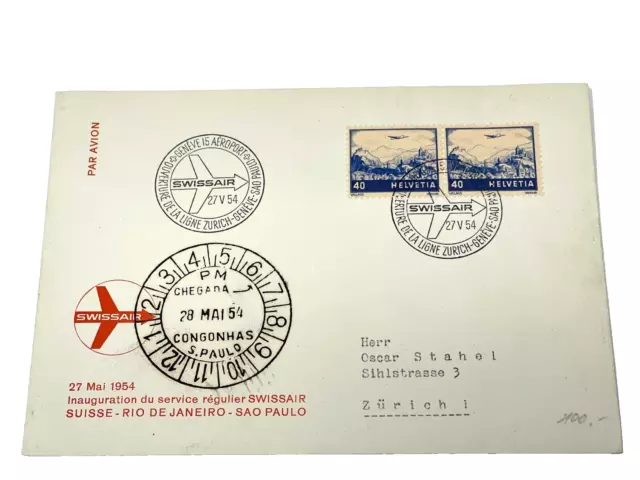 1954 - 'Switzerland', 'Inauguration of Swissair Regular Service Swit. FDC (#191)