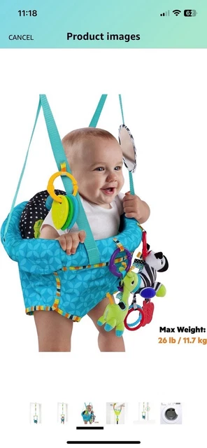 Bright Starts Bounce 'n Spring Deluxe Door Jumper for Baby with Adjustable St...