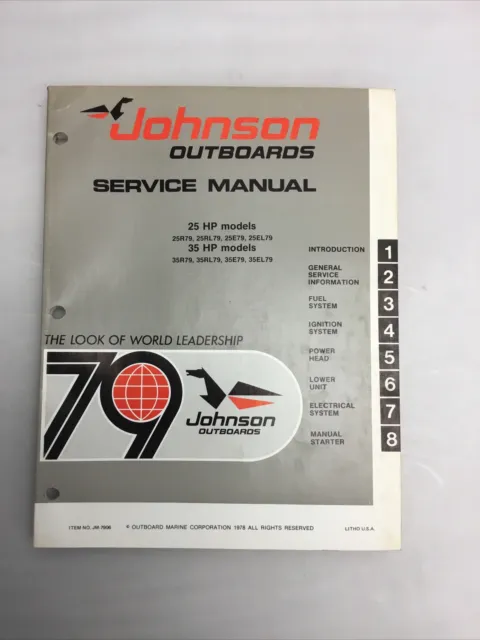 1979 Johnson 25, 35 HP OEM Outboard Service Shop Manual JM-7906