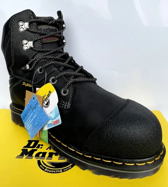 DR MARTENS DUXFORD Black Waterproof Steel Toe Industrial Boots Size Uk ...
