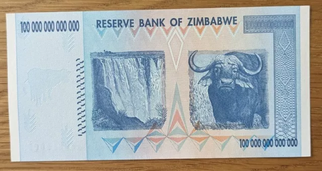 Zimbabwe 100 Trillion Dollars 2008 Banknote UNC Uncirculated - consecutive 2