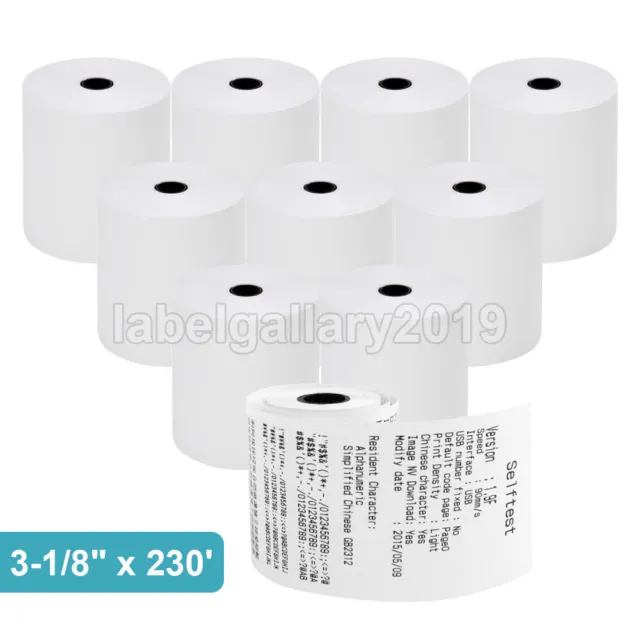 3-1/8" x 230' Thermal Paper Receipt Rolls White POS Cash Register Tape 10 Rolls