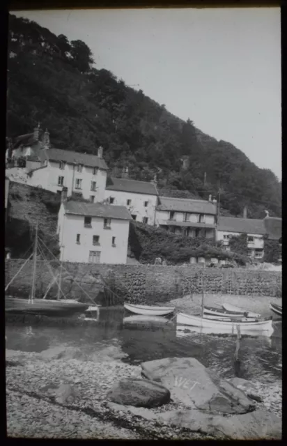 ANTIQUE Magic Lantern Slide HOLLERDAY HILL + LYNMOUTH C1900 OLD PHOTO DEVON