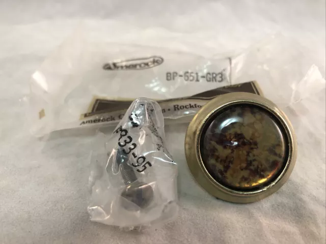 Amerock BP651GR3 Cabinet Door 1970s Pull Knob Shiny Brass Mottled 1-3/8" IOB