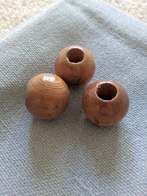 lot of 3 Large Hole Woods Beads 30mm round Wood Beads for Macrame braiding