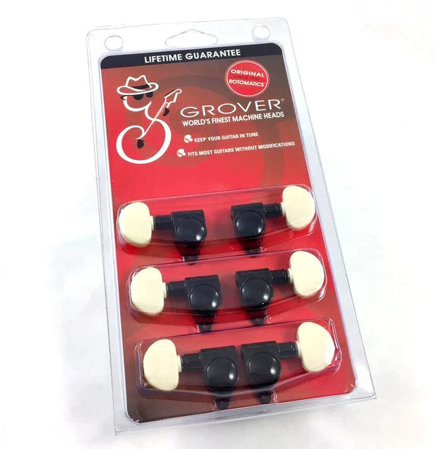 GROVER BLACK IVOROID Button Rotomatic Tuners for Gibson®/Epiphone