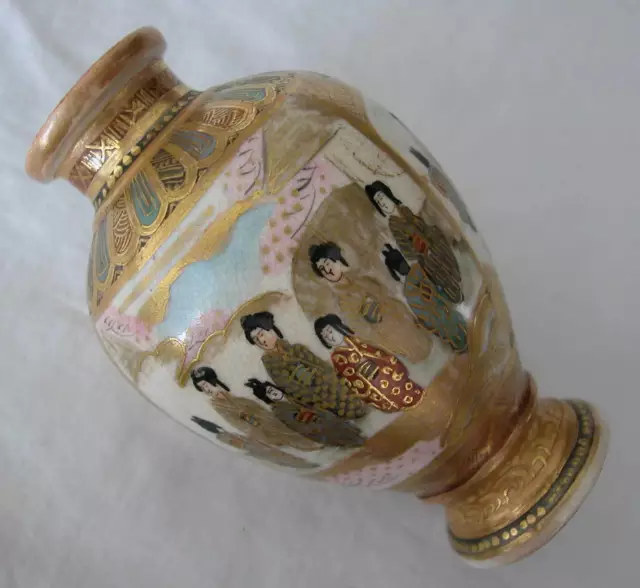 A Stunning Hand Painted With Gold And More Satsuma Porcelain Antique Vase  (S)