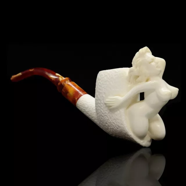 Nude Lady Smoking Pipe Block Meerschaum-NEW Handmade Custom Made Fitted Case1062