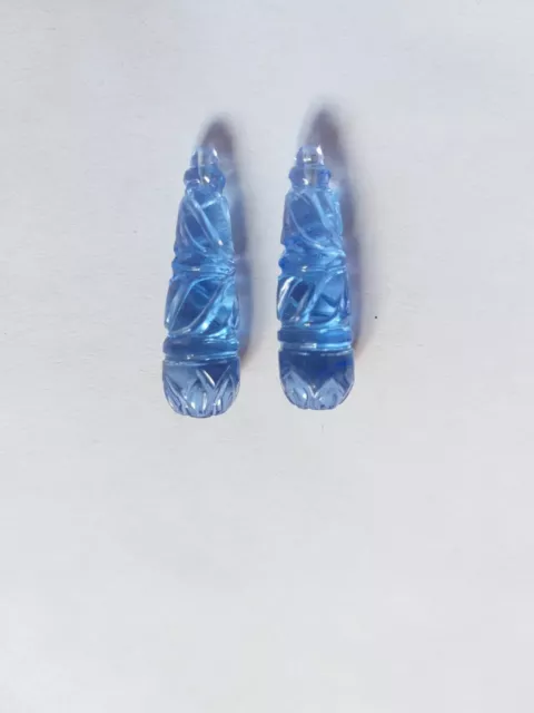 1 Pair Hydro Tanzanite Hand Carved Tear Drop Half Drill Beads Jewelry Making