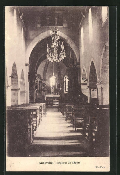 CPA Auzéville, Intérieur de l´Eglise