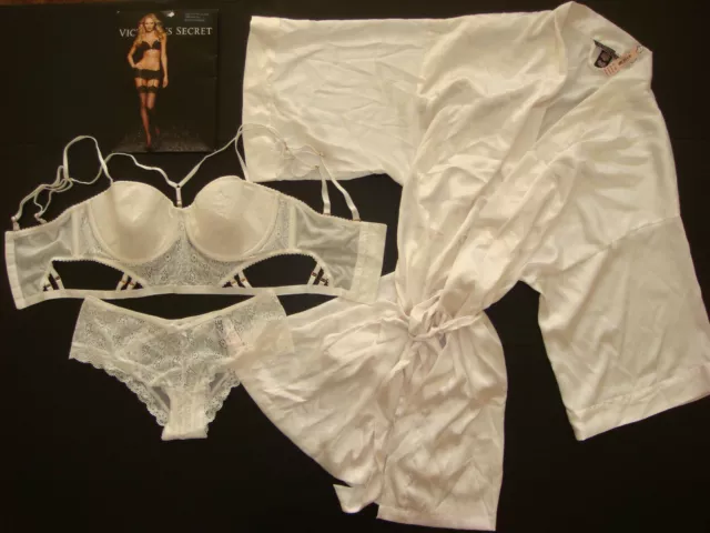 Victoria's Secret 34C BOMBSHELL BRA SET+s Panty+TEDDY+SLIP Black chantilly  Lace