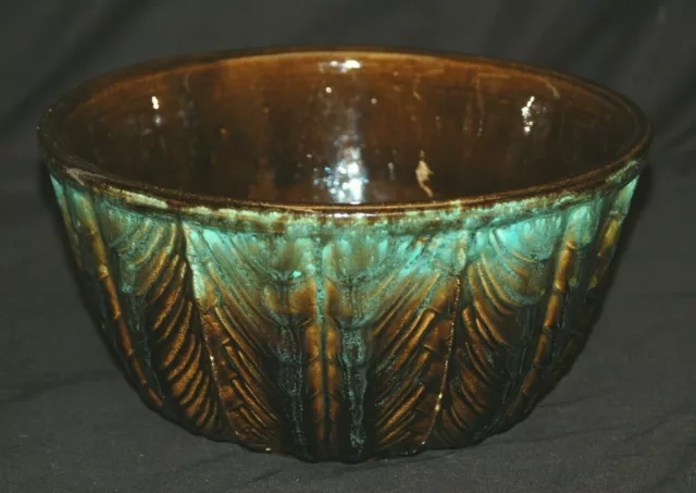 RRP Pottery Roseville Ohio Stoneware Crock Nesting Bowl Drape Pattern USA 9-1/4"