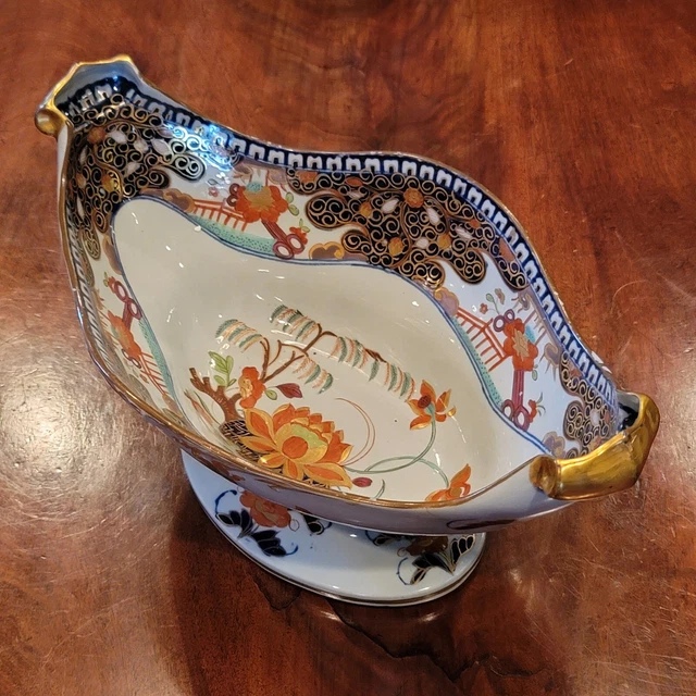 Antique Turner's Patent Ironstone Large Compote Bowl, Imari Water Lily Pattern