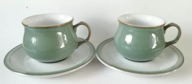Denby Regency Green Tea Cups and Saucers x 2