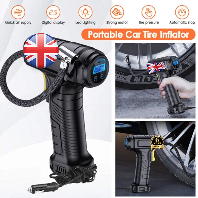 120W Portable Car Bike Inflator Handheld Digital Tyre Air Compressor Pump Gun UK