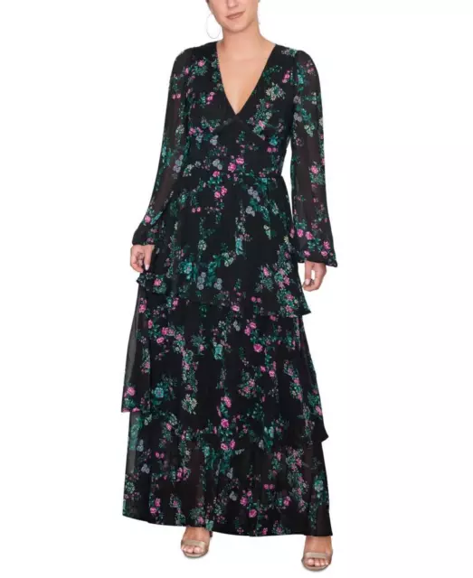 New $169 Rachel Rachel Roy  Women's Long Long Sleeve V-Neck Maxi Dress A3133