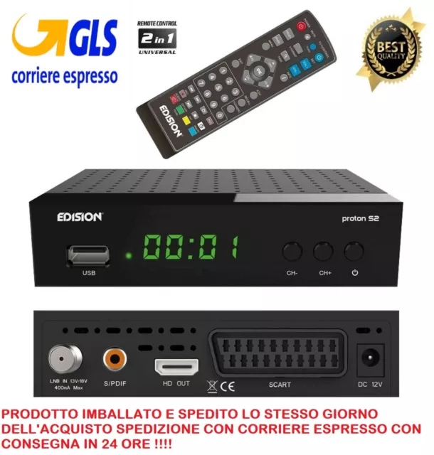 Decoder Edision Proton S2 Dvb-S2 Ricevitore Satellitare Digitale Full Hd