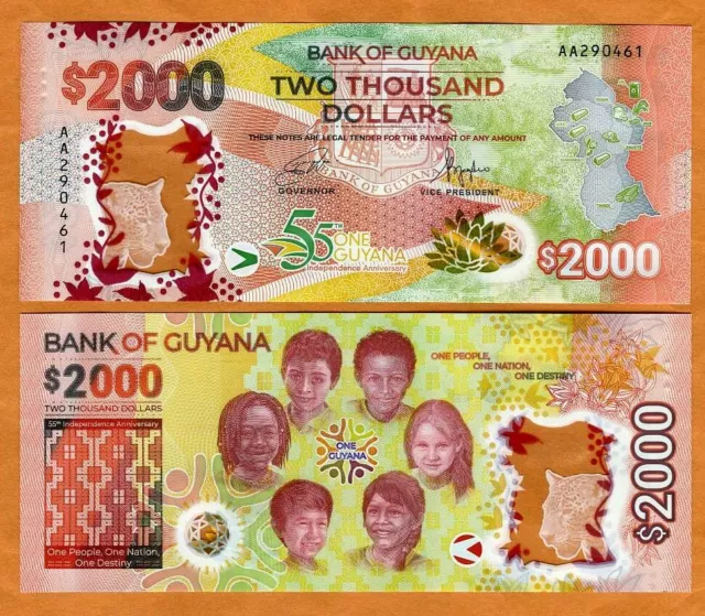 Guyana, 2000 dollars, ND (2022), P-New, UNC Commemorative Polymer