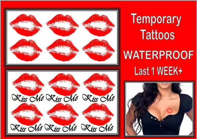 KISS ME LIPS lipstick mark Temporary Tattoos hen night WATERPROOF last 1WEEK+
