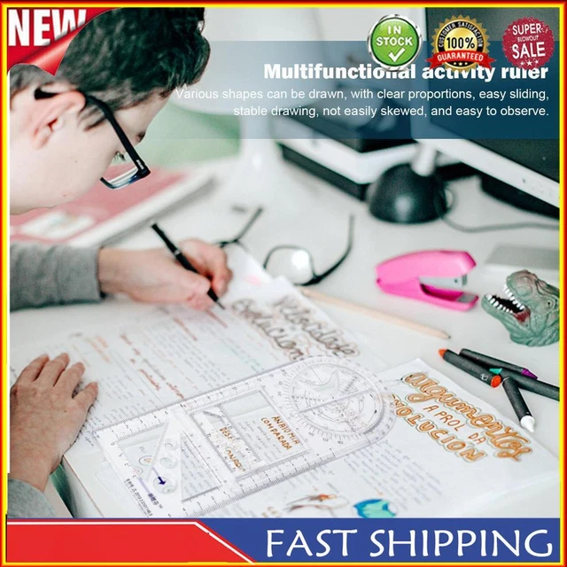 Geometric Ruler Rotatable Geometric Drawing Template Measuring Draft Rulers
