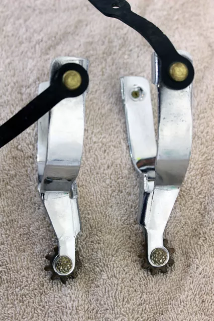 Western Stainless Steel Spurs with brass rowels/buttons Pre-owned Used once