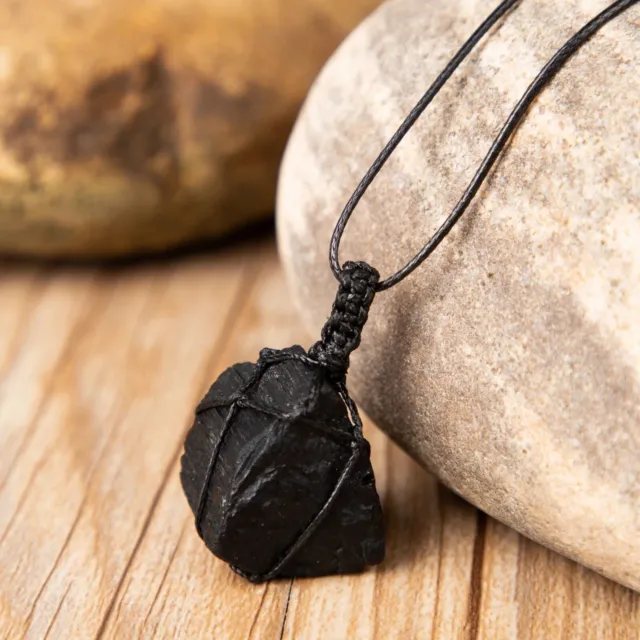 Raw Crystal Black Tourmaline Wrapped Pendant Healing Reiki Unisex Necklace Gift