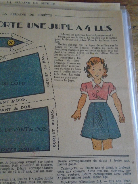 Ancien Patron De Couture Poupée Bleuette – Costume De Bain – Juin 1930