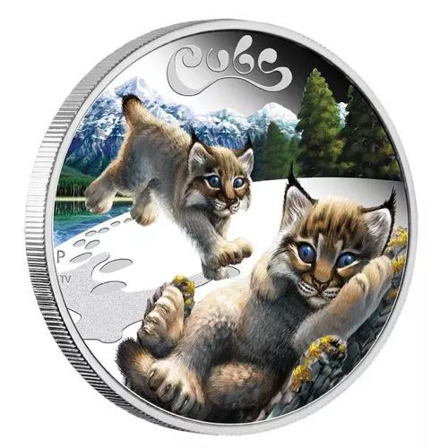 2016 Lynx Cubs Tuvalu 1/2 oz SIlver Proof 50c Half Dollar Coin Colorized