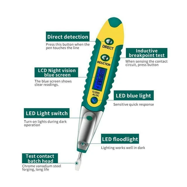 Stylo Testeur De Tension électrique Sans Contact - Détecteur AC/DC Avec Affichage LCD | Sécurité Bricolage