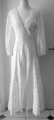 Jonathan Simkhai White V Neck Lace Lined Maxi Dress Size 4