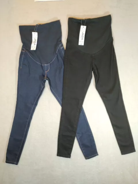 Ladies Jada Denim Blue/Black Jeans/Jeggings Size S 8 Maternity 27" Leg x 2 BNWT