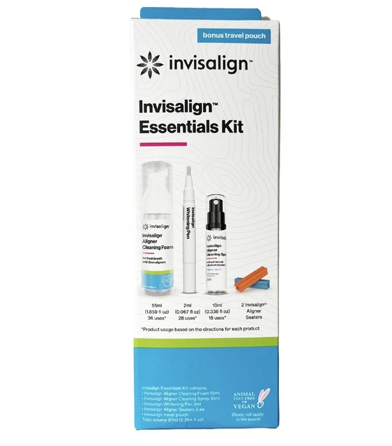 INVISALIGN ESSENTIALS KIT Cleaning Foam Spray Whitening Pen Aligner 02/