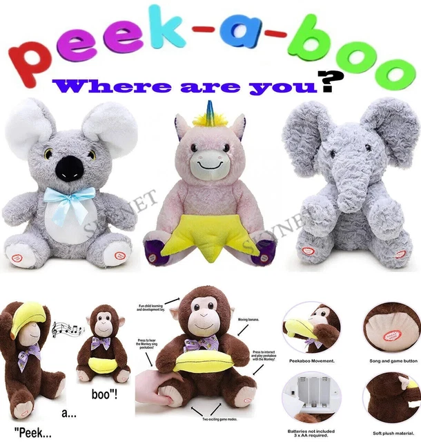PEEKABOO TALKING SINGING Moving Soft Plush Animal Toy Teddy Unicorn or