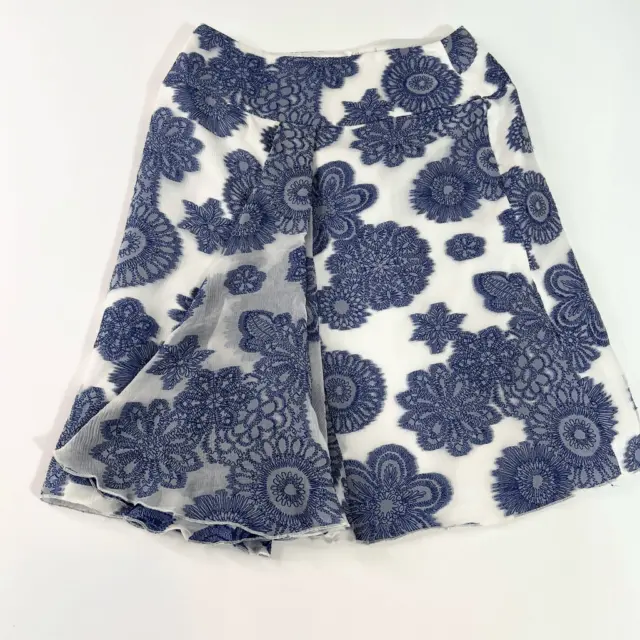 Armani Collezioni A-Line Skirt Women's 8 Floral Embroidery Back Zip Silk Blend