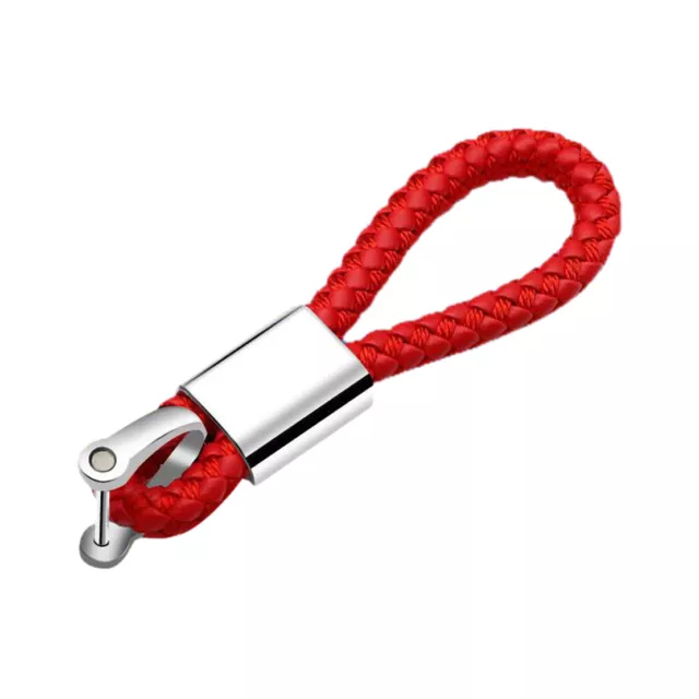 Red PU Braided Style Car Remote Key Hanging Keychain With Stirrup Buckle lp