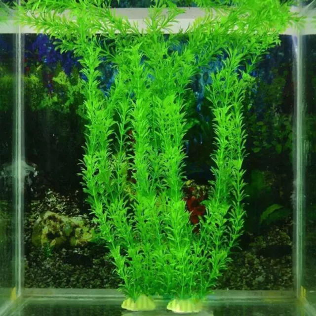 12" Long Water Grass Artificial Plant Plastic Ornament Fish Tank Aquarium #km