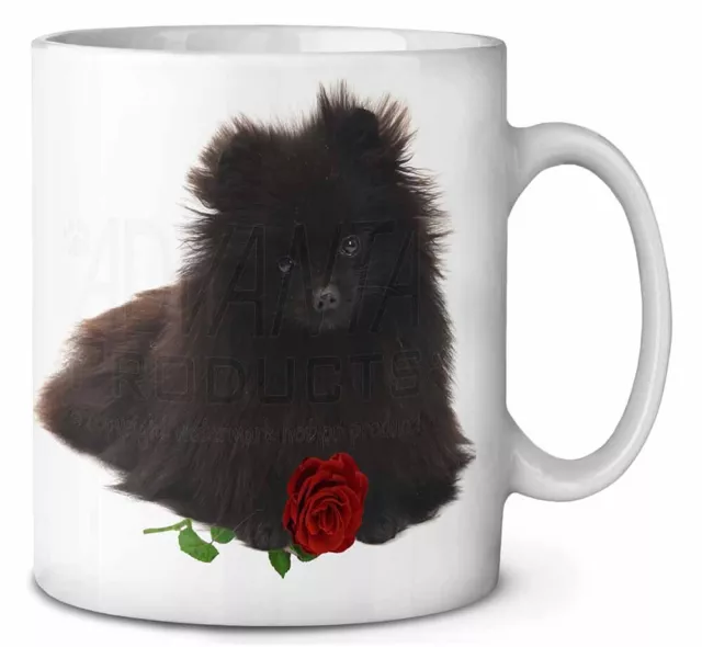 Pomeranian Dog with Red Rose Ceramic 10oz Coffee Mug/Tea Cup, AD-PO90RMG