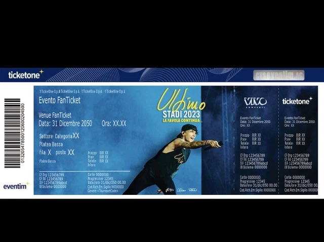 2 Biglietti Prato Concerto Ultimo 10/07/2023 Roma Stadio Olimpico