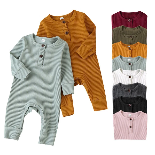 Tuta tutina a costine neonato bambine manica lunga 100% cotone