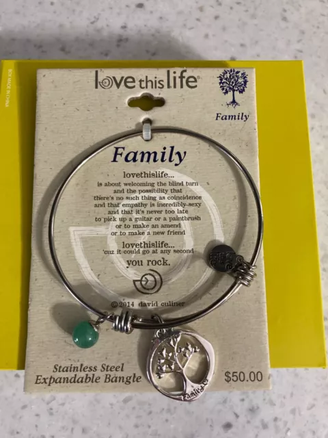 Love This Life Family Bracelet Expandable Bangle NWT Stainless Steel